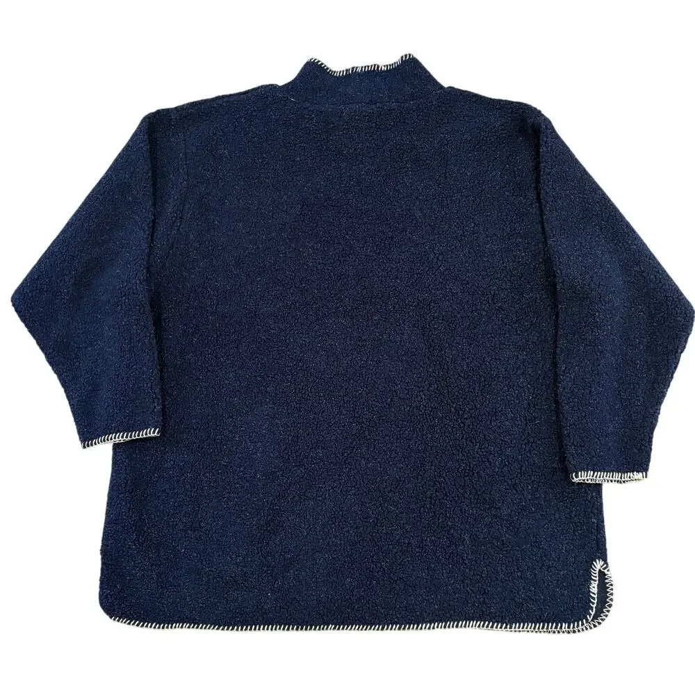Grand‎ Canyon Sherpa Mock Neck Aztec Western Pullover Sweater Blue Poncho XL USA